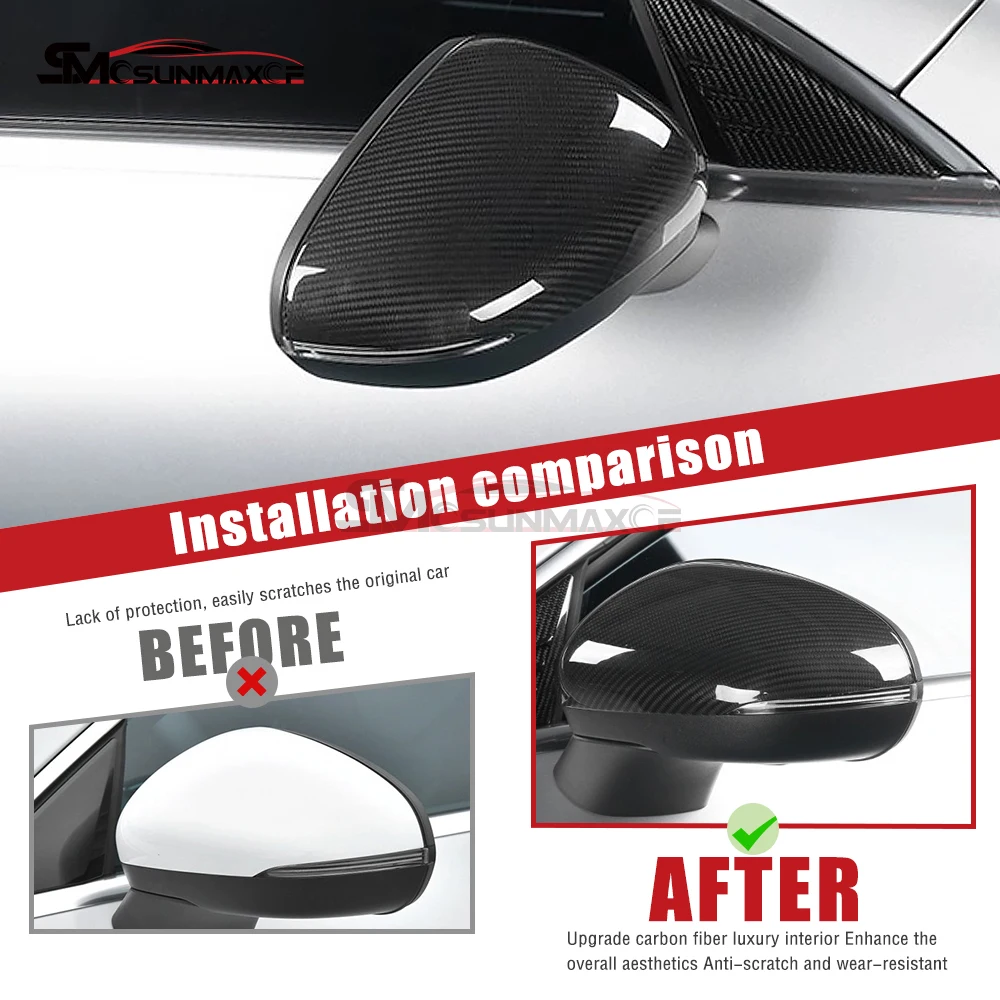 LHD Real Carbon Fiber Car Side Mirror Cover Rearview Mirror Caps For Mercedes Benz A CLA W177 V177 C118 A35 A45 CLA200 2020-2023 view 3