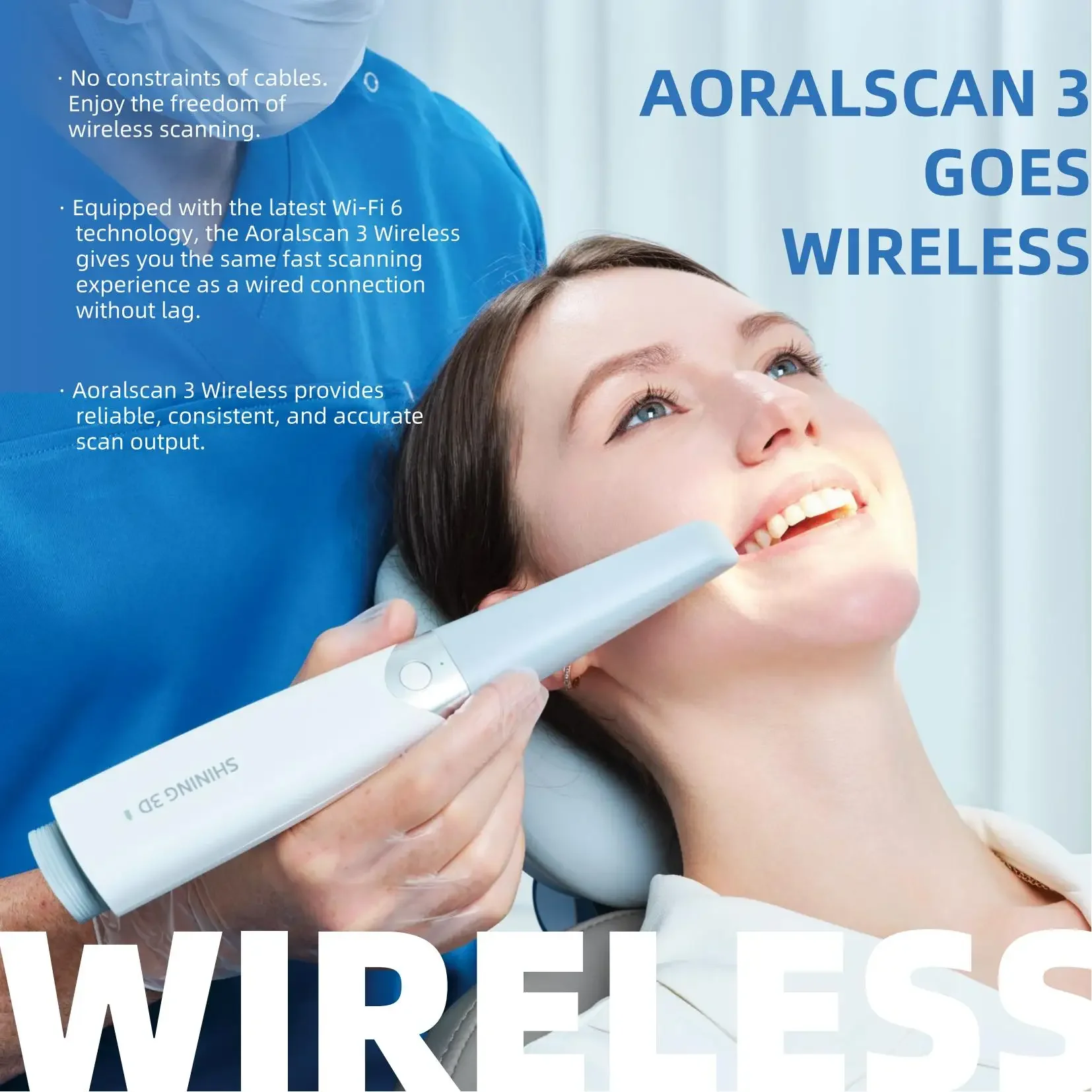 CE Approved Shining 3D Aoralscan 3 Wireless Intraoral Scanner With denta Cloud and Long-Lasting Battery Life