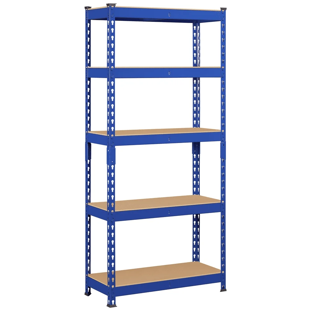 5 Shelf Boltless Adjustable Steel Storage Shelf Unit Blue Holds Up To 330 Lb Per Shelf Iron Frame with Powder Coated