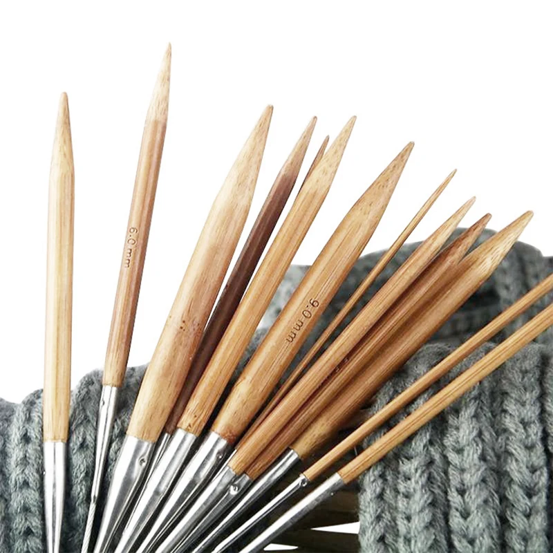 3.0-12mm Bamboo Circular Knitting Needles Stainless Steel Tube Crochet Hook DIY Crafts Sweater Scarf Garment Sewing Tools Supply