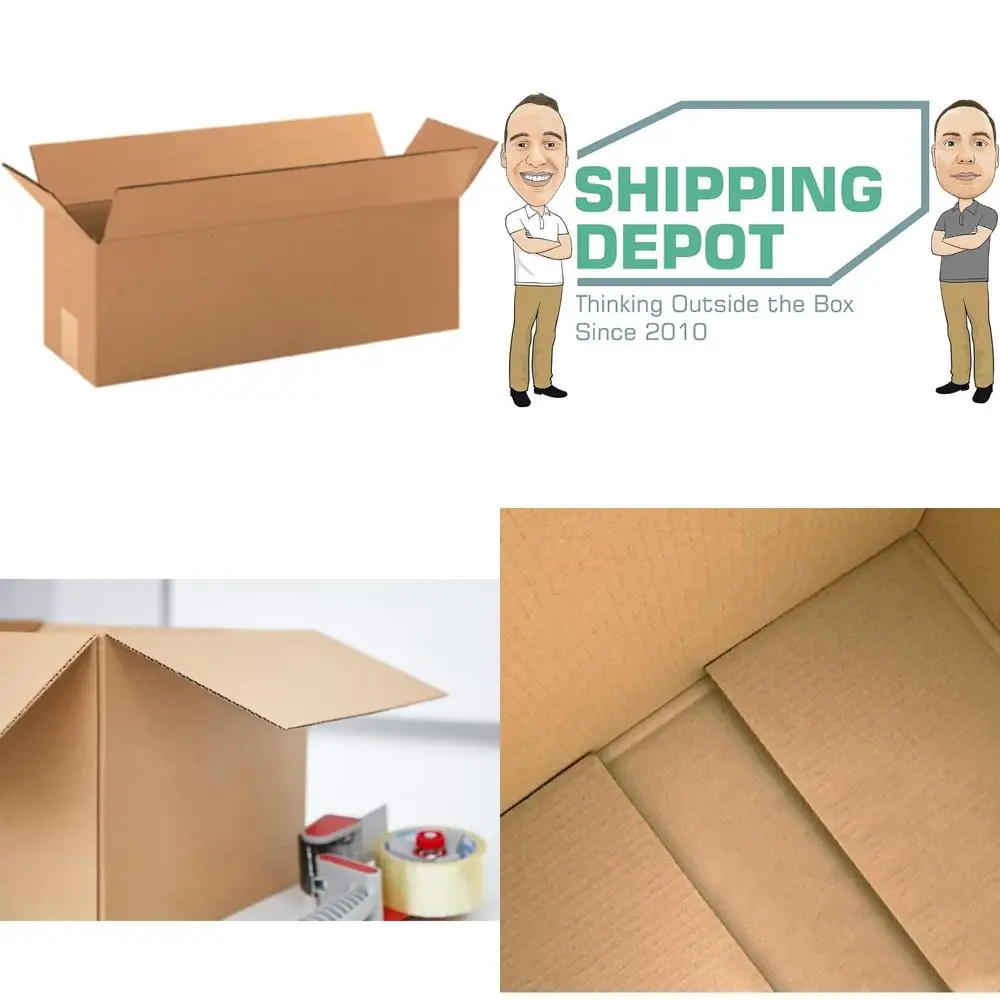 صناديق من الورق المقوى المموج - 18x6x6، عبوة من 50 قطعة، شحن وبريد، كرتون متحرك، قوي ومتين