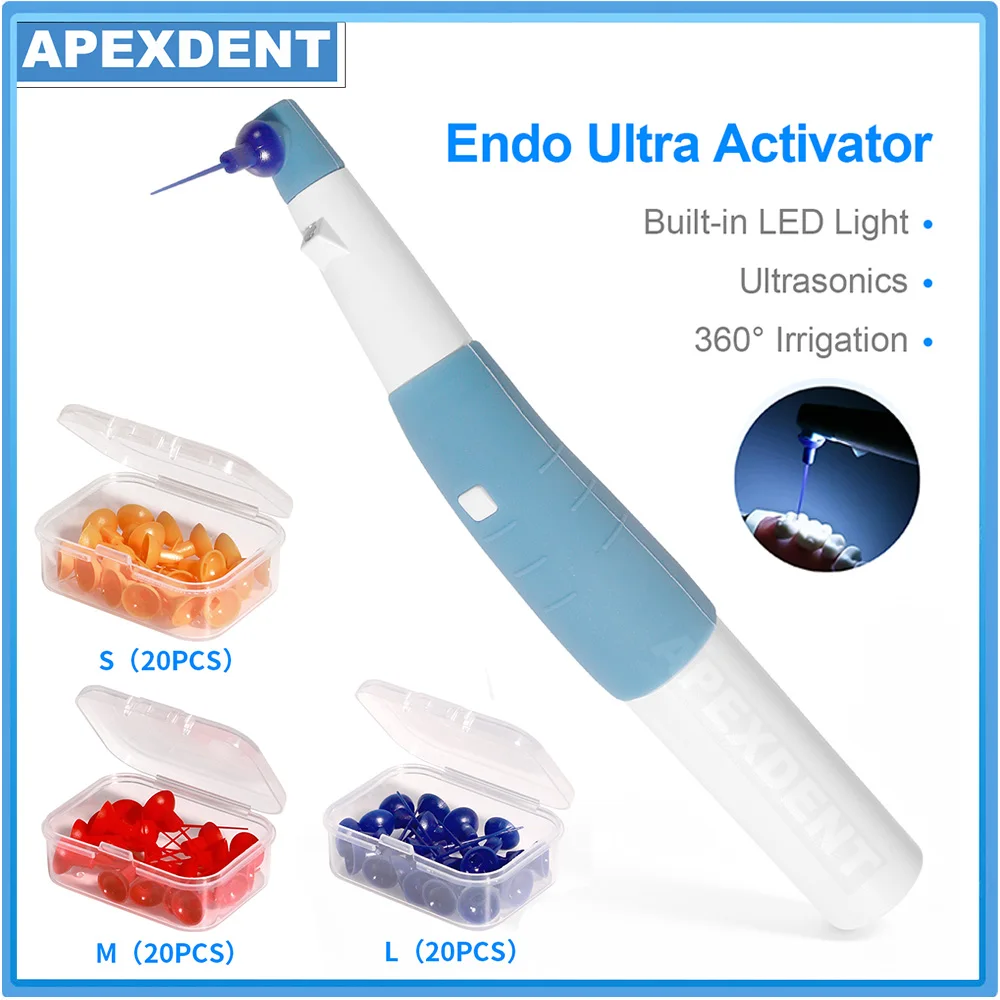 APEXDENT Dental LED Endo Activator With 60 Tips Root Canal Vibration Teeth Cleaning Tool Dentistry Treatment Equipment