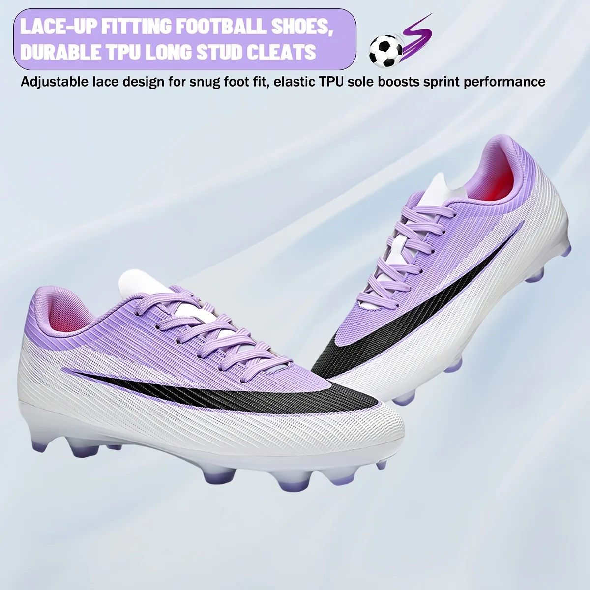 Adult Men AG/FG Football Boots Firm Ground Cleats Comfort PU Non‑Slip Sole For Outdoor Pitch Football Game And Competition