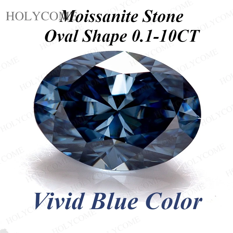 

Real Moissanite Oval Brilliant Cut 0.1-10CT VVS1 Vivid Blue 100% Diamond Tested Loose Gemstones Beads Fine Jewelry Wholesale