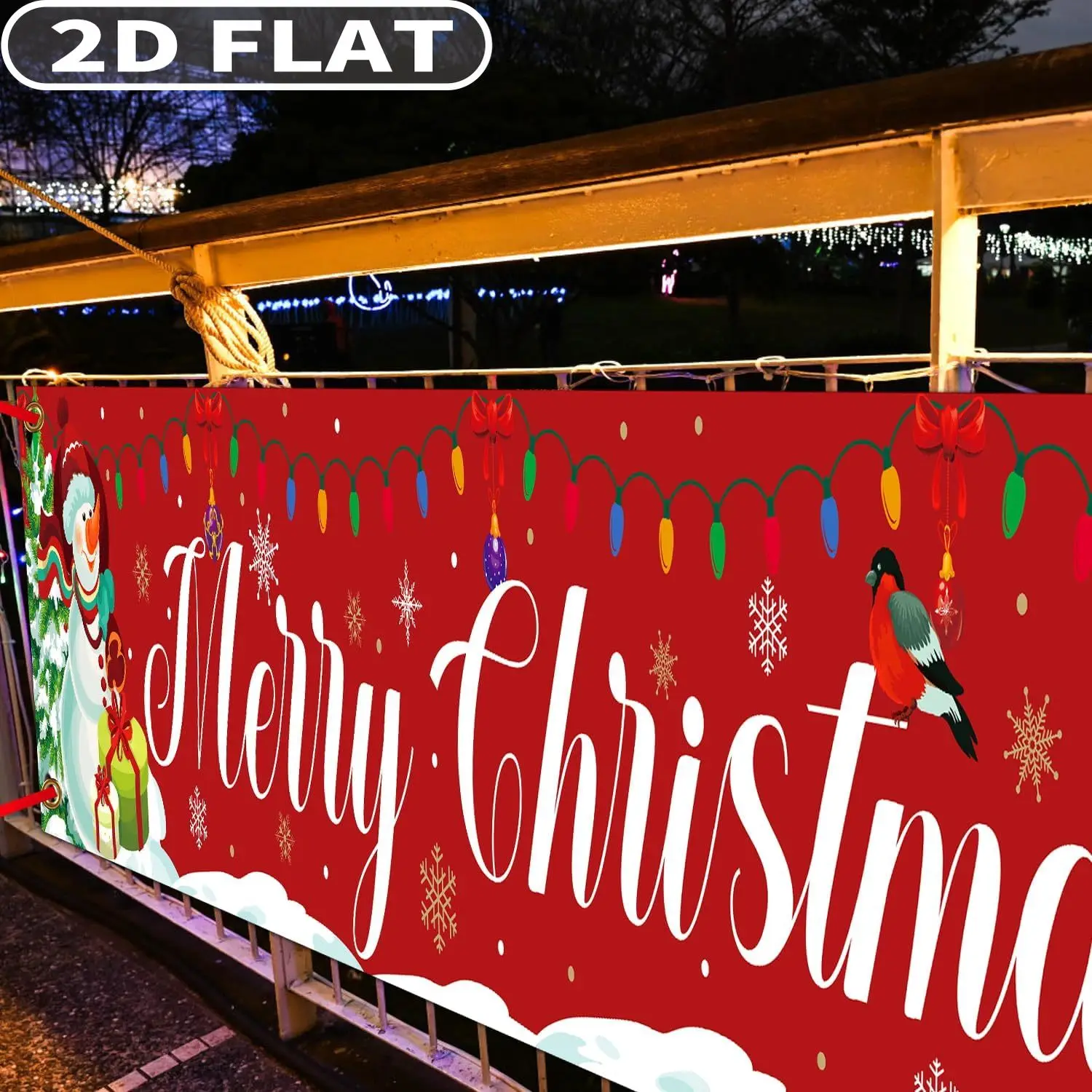 قطعة واحدة من لافتة حفلات عيد الميلاد، لافتة تشارة ساحة شجرة عيد الميلاد لعيد الميلاد من البوليستر المتين لحديقة الشرفة في ساحة الحديقة #5