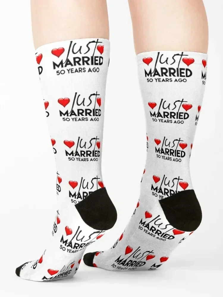 just married 50 years ago Gift For Mothers Socks cotton halloween Soccer Rugby Man Socks Women's