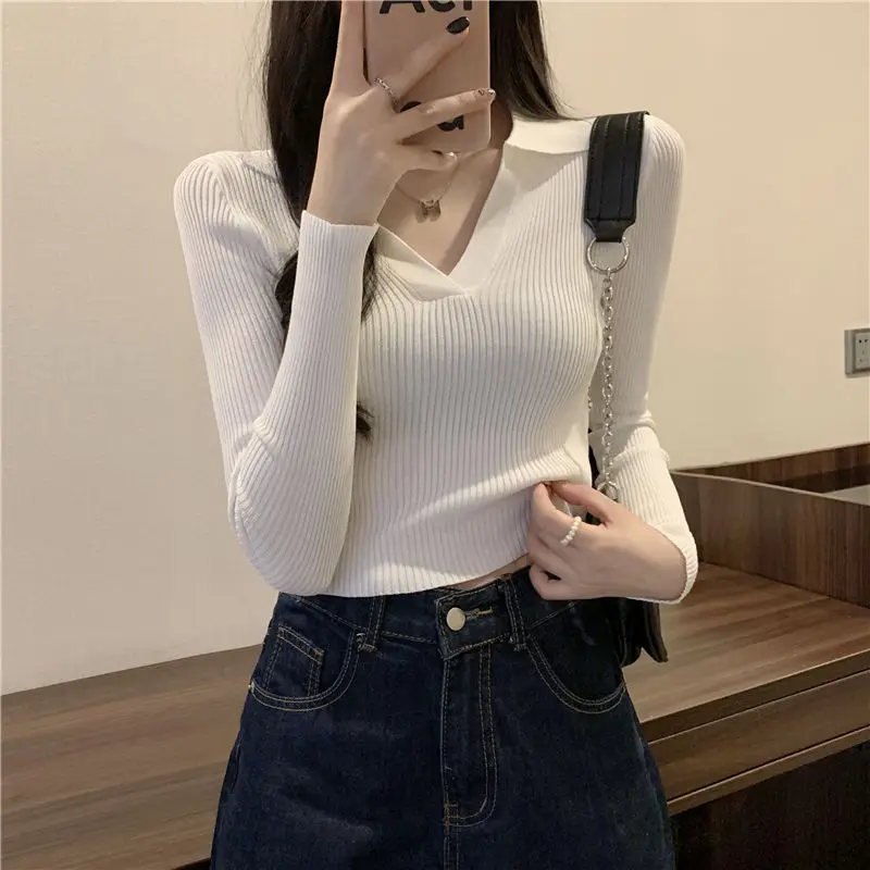 

Women's Fashion Autumn Top Body Shaping Effect Ice Silk Material Slim Fit Long Sleeve Polo Neck Knitwear Base Shirt