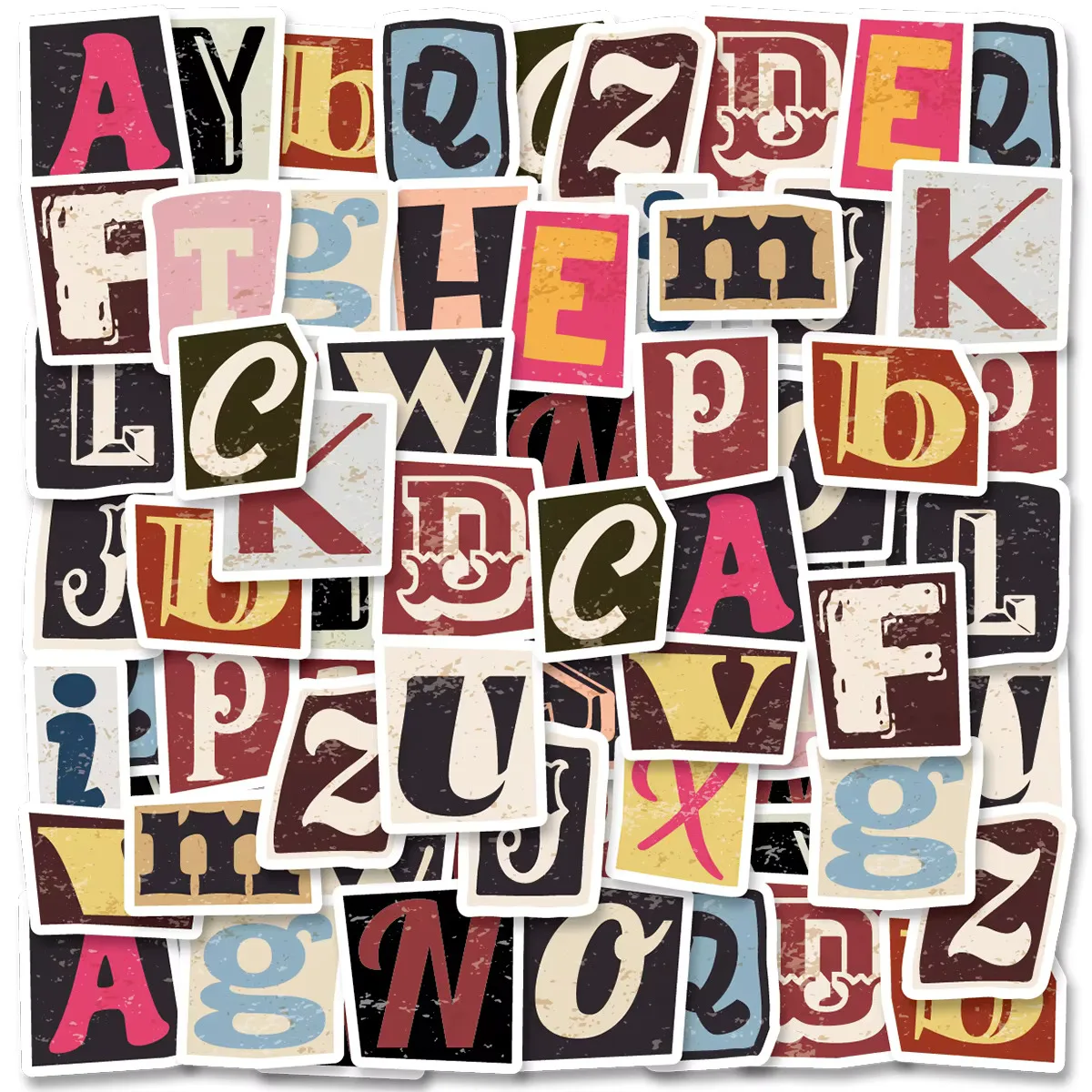 Pegatinas de Letras del Alfabeto Inglés Retro Coloridas, Autoadhesivas, Decorativas, para Cuadernos, Diarios y Material Escolar