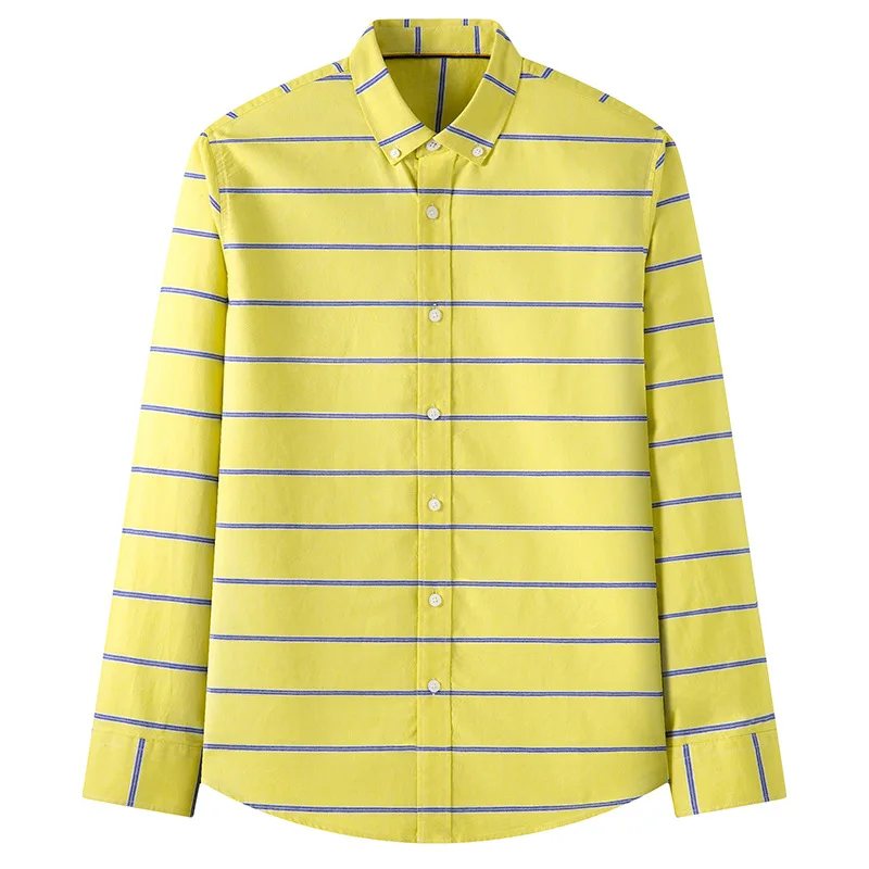 

New Pure Cotton Men's Long-sleeved Shirt British Plaid Versatile Oxford Spinning Trend Shirt Men's Casual Hair