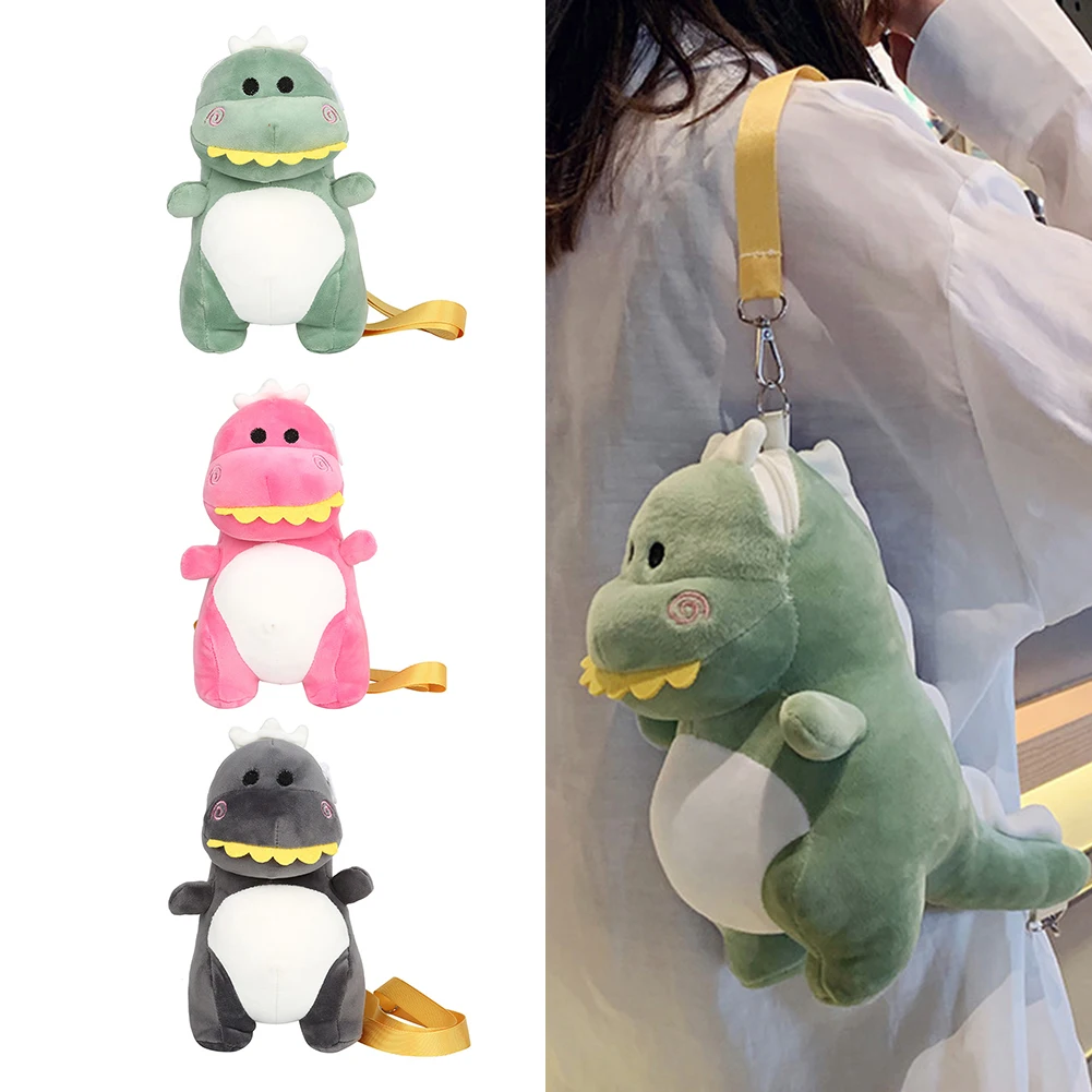 Cartoon Dinosaurus Pluche Crossbody Tas Meisjes Messenger Schoudertas Portemonnee