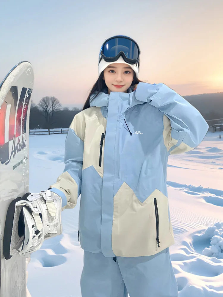 جديد الشتاء بدلة تزلج مجموعة الرجال النساء المهنية مقاوم للماء يندبروف الحرارية معزول مقنعين على الجليد الملابس سترة الثلوج بانت