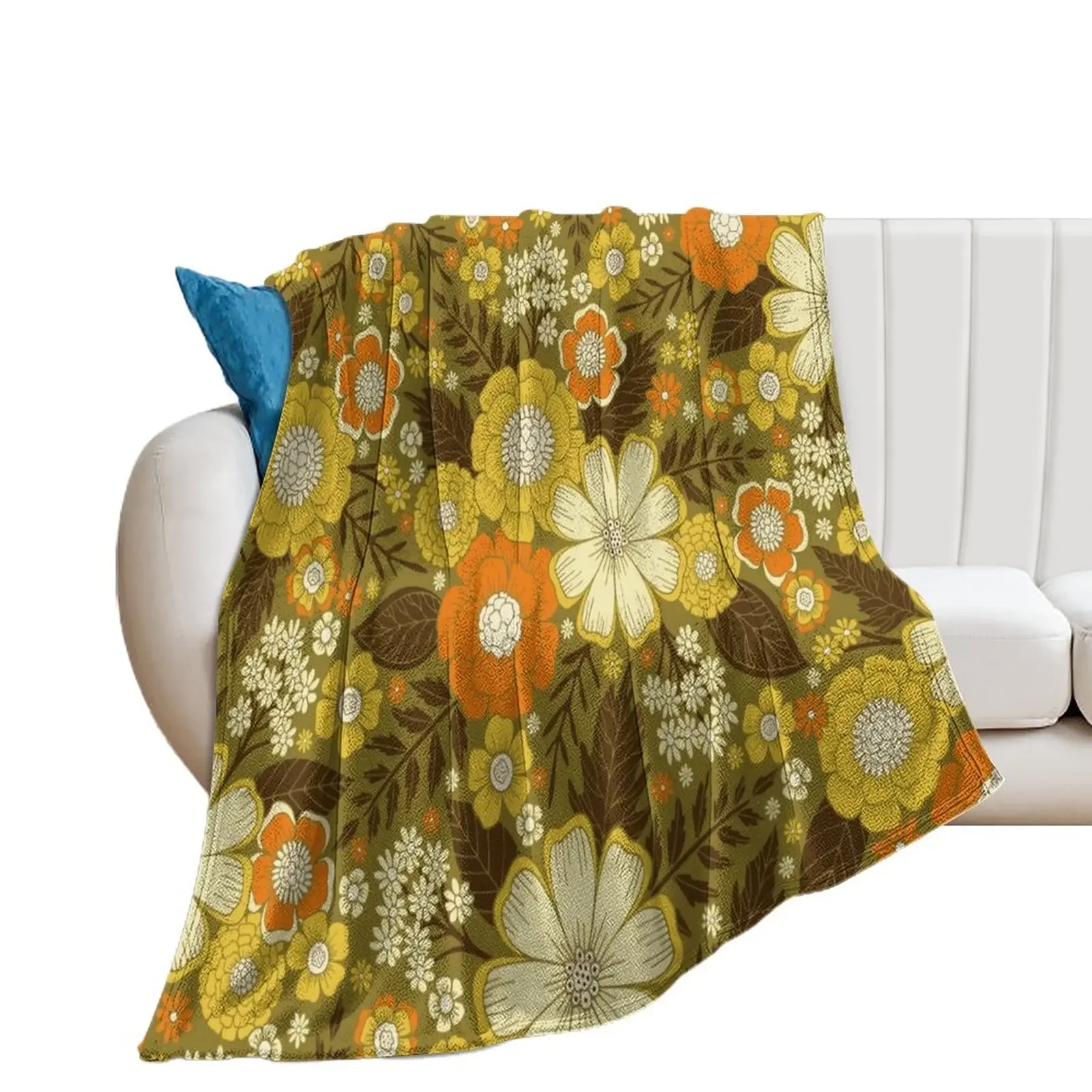 

1970s Retro/Vintage Floral Pattern Throw Blanket Vintage Soft Beds Soft Big Blankets