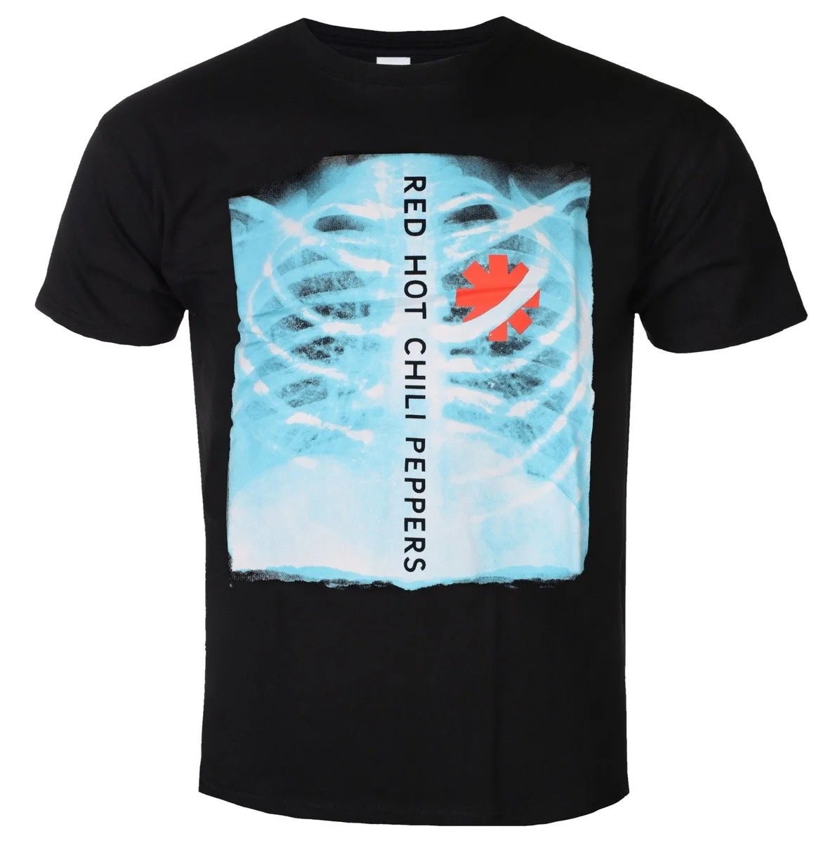 Red Hot Chili Peppers Band Circular Red Distressed Letter White Scratched Eight Pointed Star Badge Graphic Tee