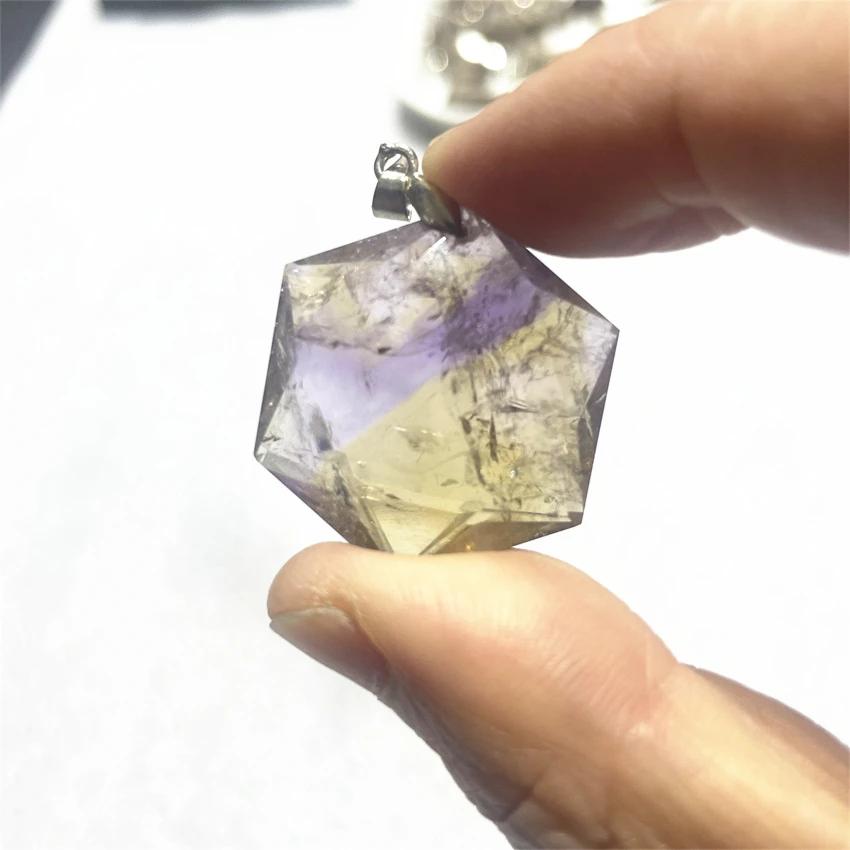 

High Quality Crystal Star of David Natural Yellow Amethyst Pendant No Hole Ametrine Hexagram Gemstone Magen David Healing