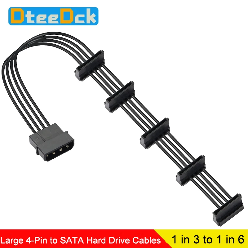 

DteeDck IDE To SATA Hard Drive Power Cable1to5 Piercing Large 4Pin To SATA Adapter Cable One Minute Five for DIY PC Sever