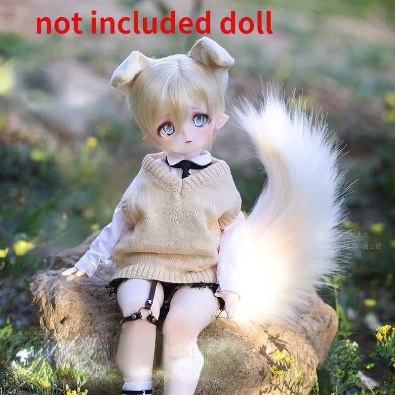 30CM Tail Simulation Dog Ear Bjd Animal Ear Animal Tail Low Color Matching Dog Tail Bjd Cotton Doll Lying Down