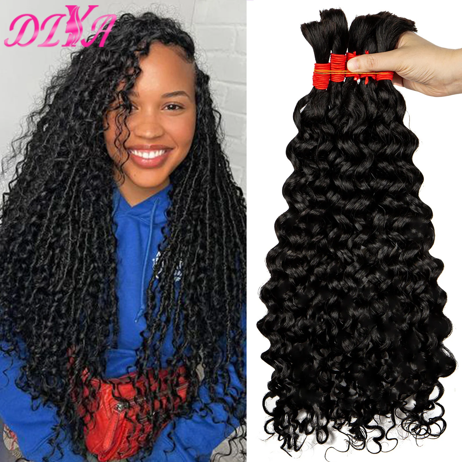 

Natural Human Braiding Hair 50g 100g Water Wave Human Hair Bulk for Braiding No Weft Curly Human Hair Extensions for Boho Braids