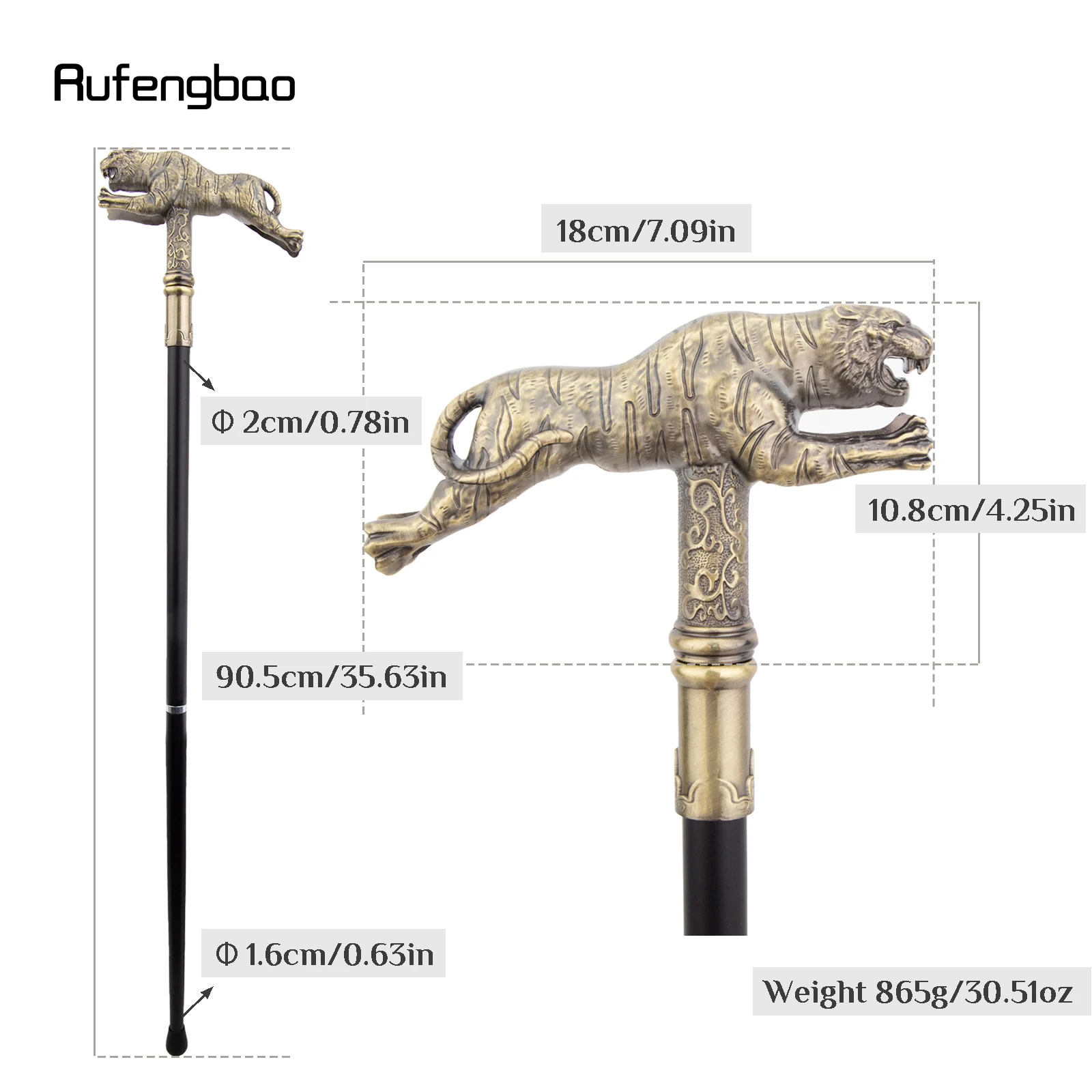 النمر الأصفر أزياء عصا للمشي الزخرفية Cospaly قصب هالوين الصولجان العصا Crosier أداء المرحلة قصب 90 سنتيمتر