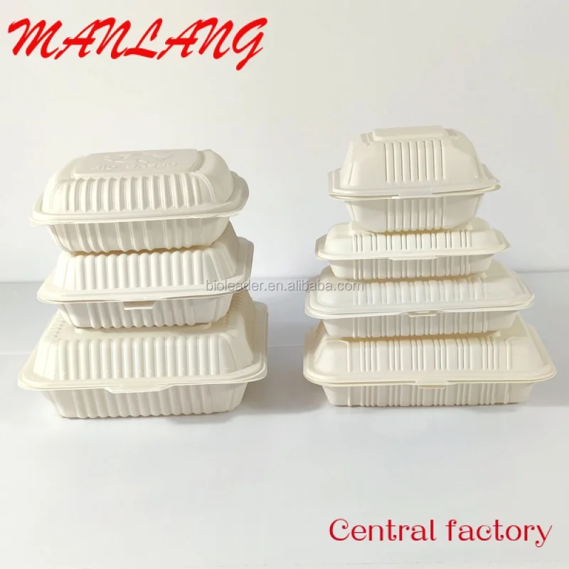 Custom  Biodegradable Compostable Plastic  Corn Starch Cornstarch Clamshell  Food Box Food Packaging