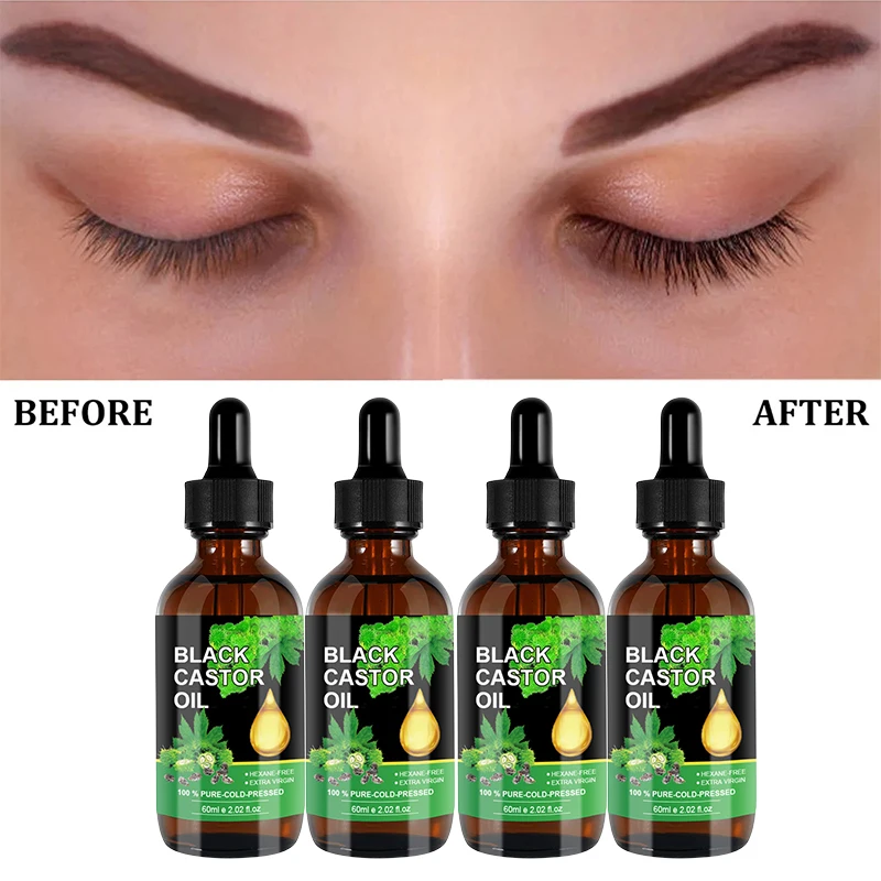 Black Castor Oil 100% Pure Nourishes Fast Hair Growth Skin Massage Essential Oil Eyebrows Growth Prevents Skin Aging Hair Care