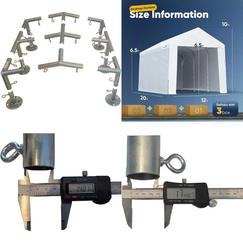 

6-Leg Carport Canopy with 102 Degree Low Peak Connectors for 3/4 EMT Pipe Fittings (Choose Your Size)