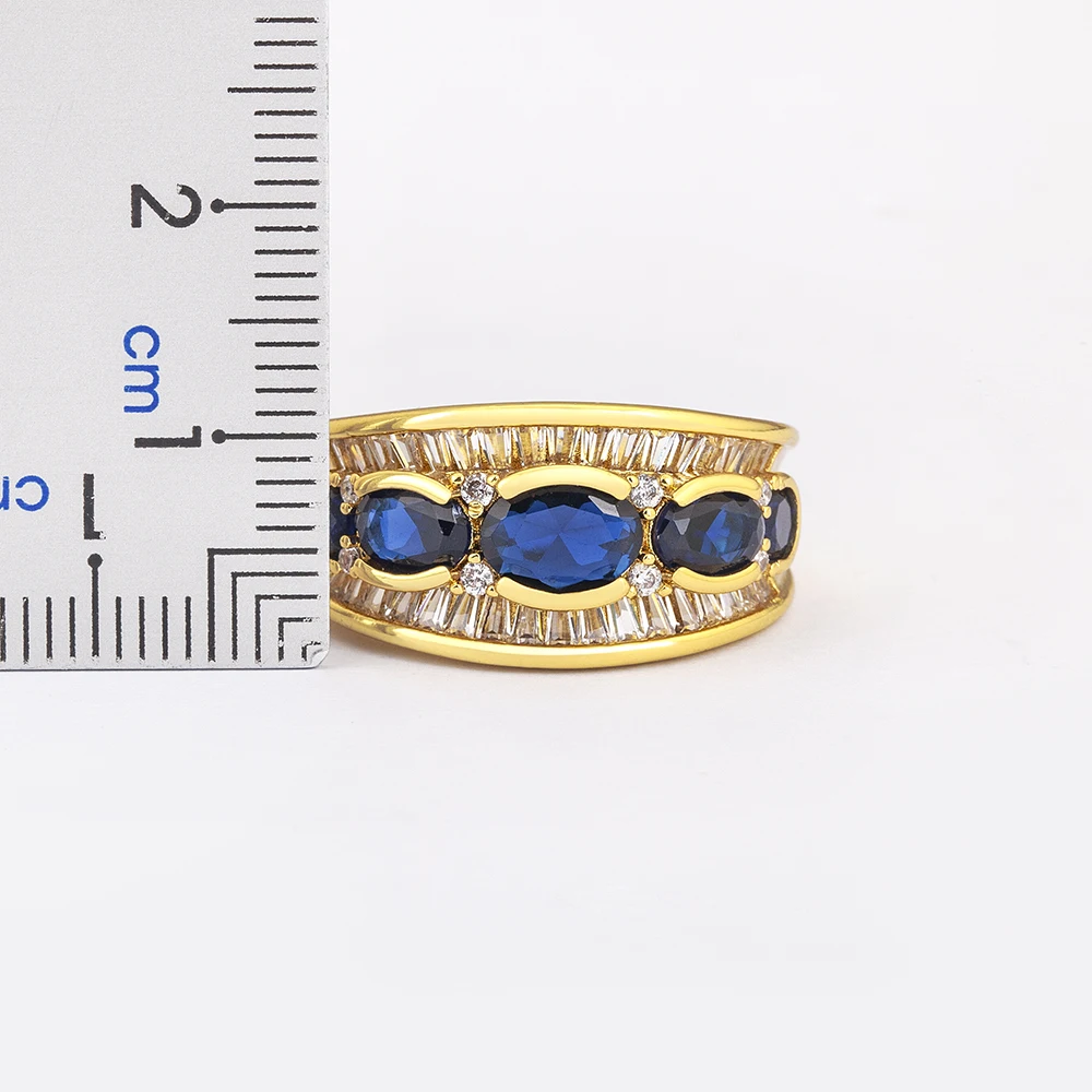 New Retro Punk Style Inlaid Dark Blue/White Zircon Open Rings Adjustable Female Wedding Party Luxury Jewelry Accessories Gifts