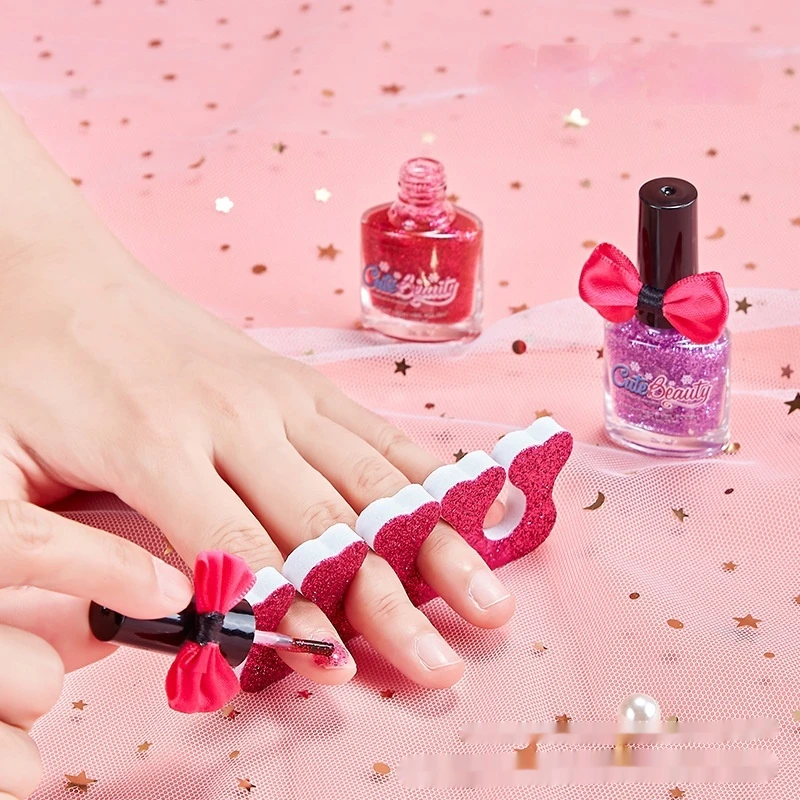 Esmalte de uñas para niñas y niños, conjunto de aplicación de maquillaje, pequeña princesa, casa de juego, maquillaje, regalos de Navidad y Año Nuevo