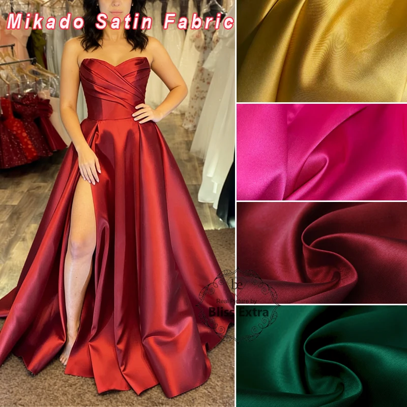 

Premium Structured Satin Fabric for Bridal Wedding Dress Formal Evening Mikado Fabric Twill Satin