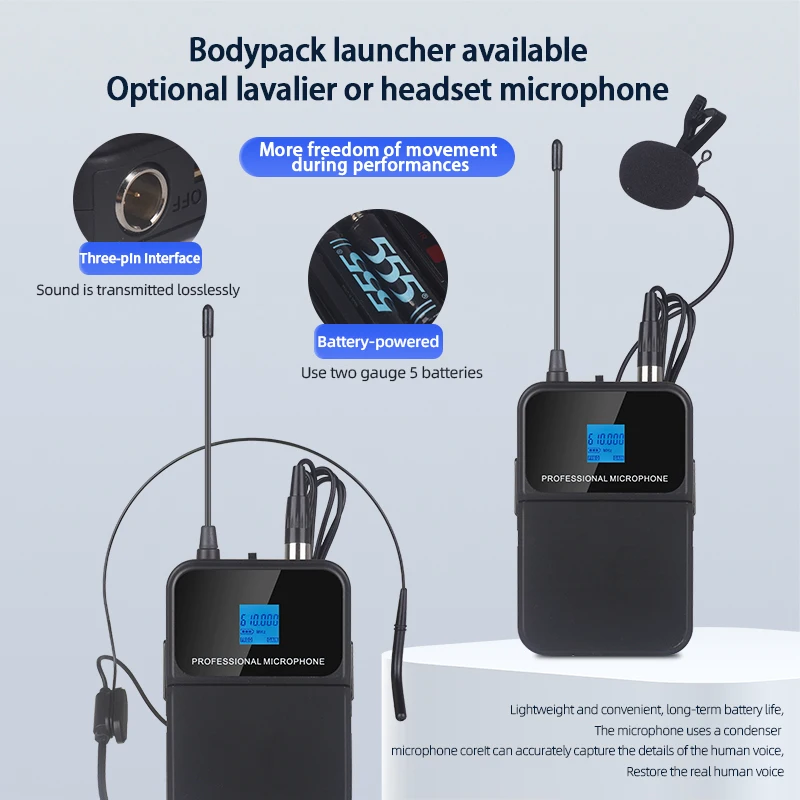 MX-400 High Quality 4-Channel Wireless Microphone System Dynamic Handle Microphone for DJ Party