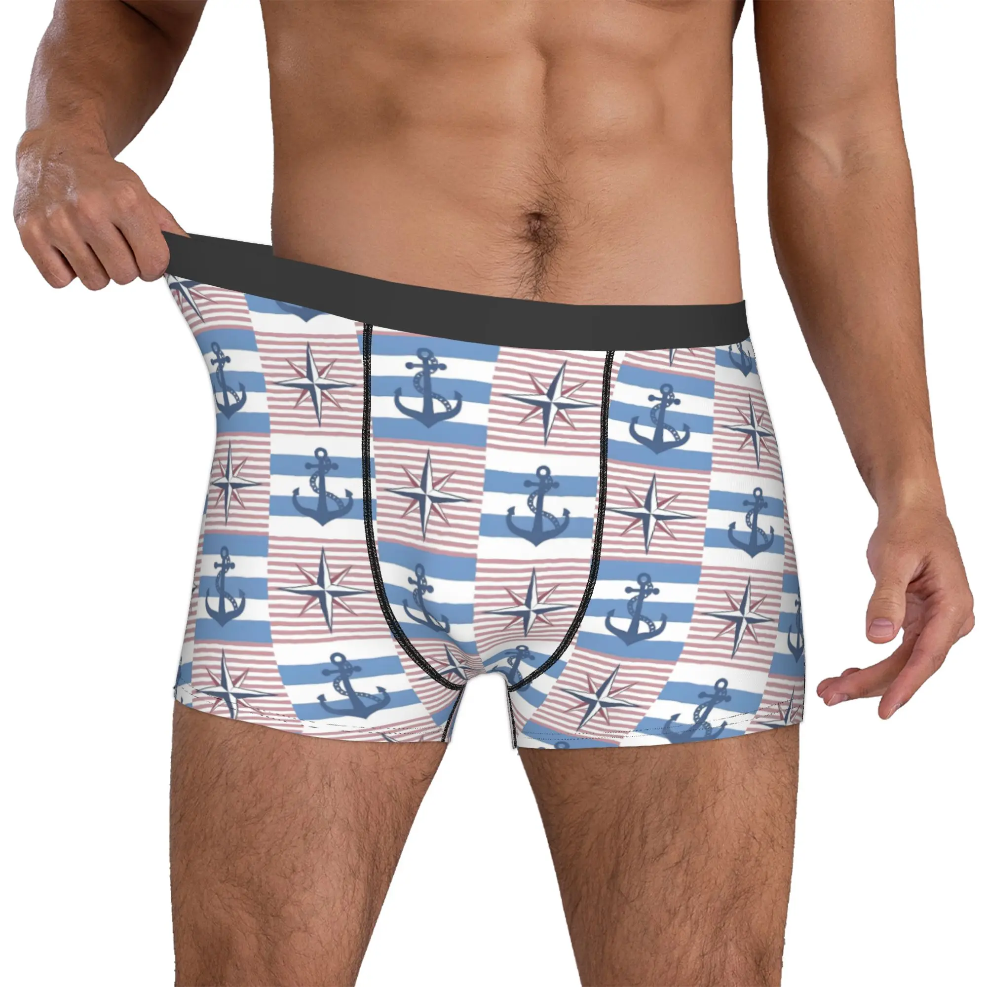 Nautical Anchor Compass Adventure Captain Sailor  Boxers Shorts Men  Briefs Underwear Novelty Underpants