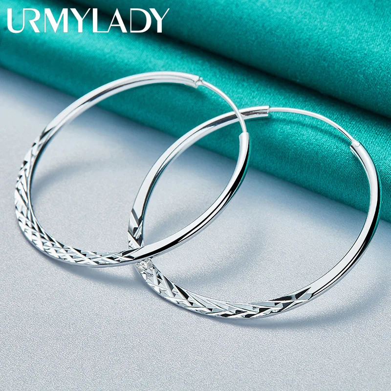 

URMYLADY 925 Sterling Silver 40/45/50mm Circle Snake Earrings Ear Loops for Women Charm Wedding Engagement Fashion Jewelry