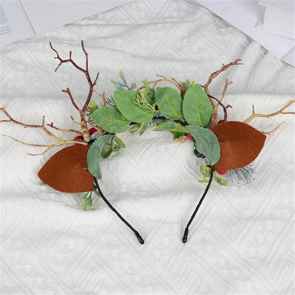 1Pc Retro Deer Antler Headdress Forest Fairy Deer Elf Photo Props Christmas Hair Accessories Branch Headband For Women Girls