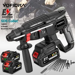 Yofidra 26mm Brushless Electric Hammer Impact Drill Multifunction Efficient Cordless Rotary Power Tool For Makita Battery Pin