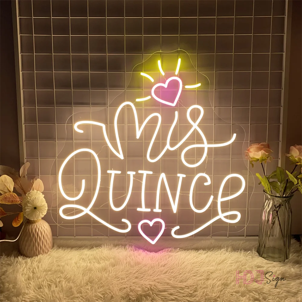 Imagem -04 - Mis Quince Neon Led Sinal Espanhol 15 Festa de Aniversário Decoração Luzes de Néon Usb Arte da Parede Decoração do Quarto Sinais Personalizar Presente Anos de Idade