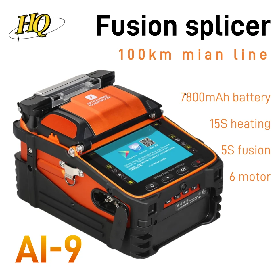 AI-9, Fiber Optic Splicer, fiber optic splicer, multi-language, SM and MM, FTTH, 5s splicing, OPM VFL GIFT