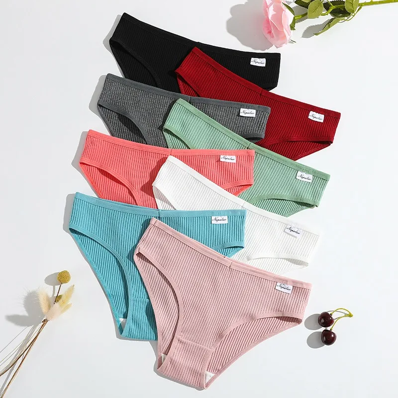 3-teiliges Set Damen Baumwoll-Slips Einfarbig Weiche Atmungsaktive Unterhosen Komfortable Stretch-Slips Sexy Dessous S-XL – Detail 4