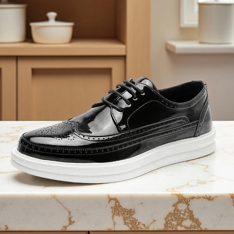 

Мужские кожаные туфли-оксфорды, модные броги, деловые модельные туфли, мужские удобные офисные вечерние итальянские дизайнерские мужские туфли