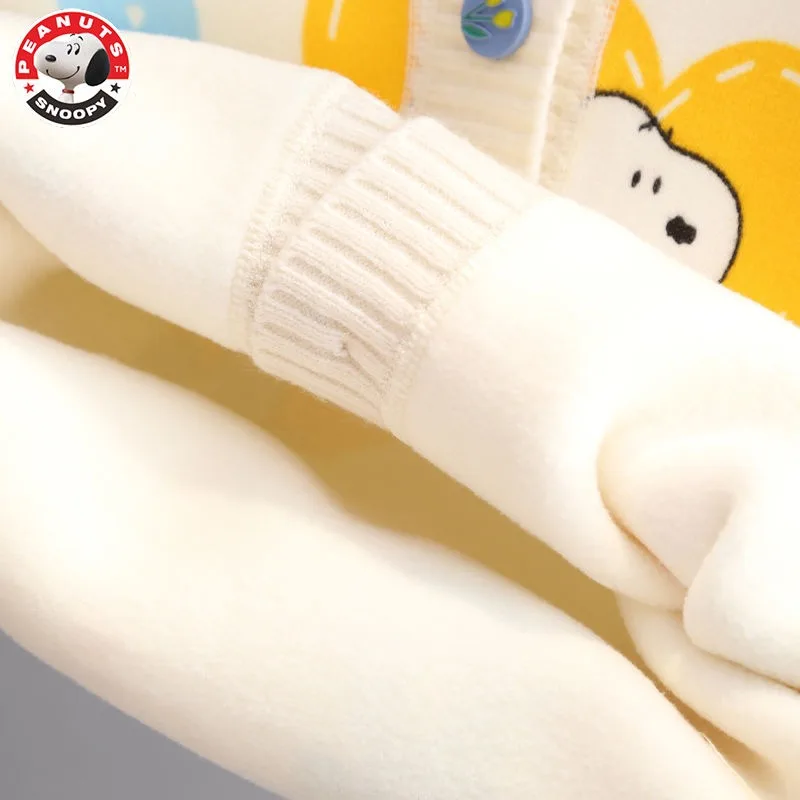 Peanuts Snoopy spring and autumn long-sleeved cartoon love printed thickened knitted cardigan children\'s casual all-match top