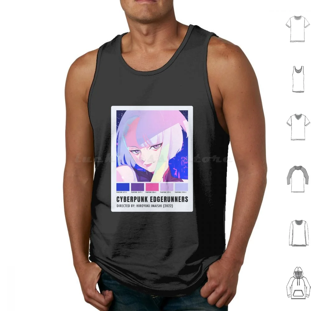 

Люси Пантон плакат цвета Edgerunners аниме майки жилет без рукавов Люси бегуны Pantone Edgerunners аниме манга персонаж