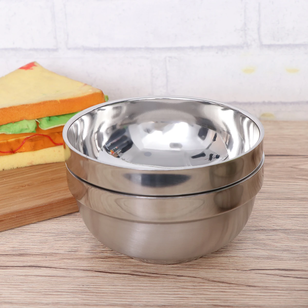 

Stainless Steel Bowl 6 Pcs Anti Scalding Platinum Soup Metal Mixing Bowls Set Insulated Children Easy Clean
