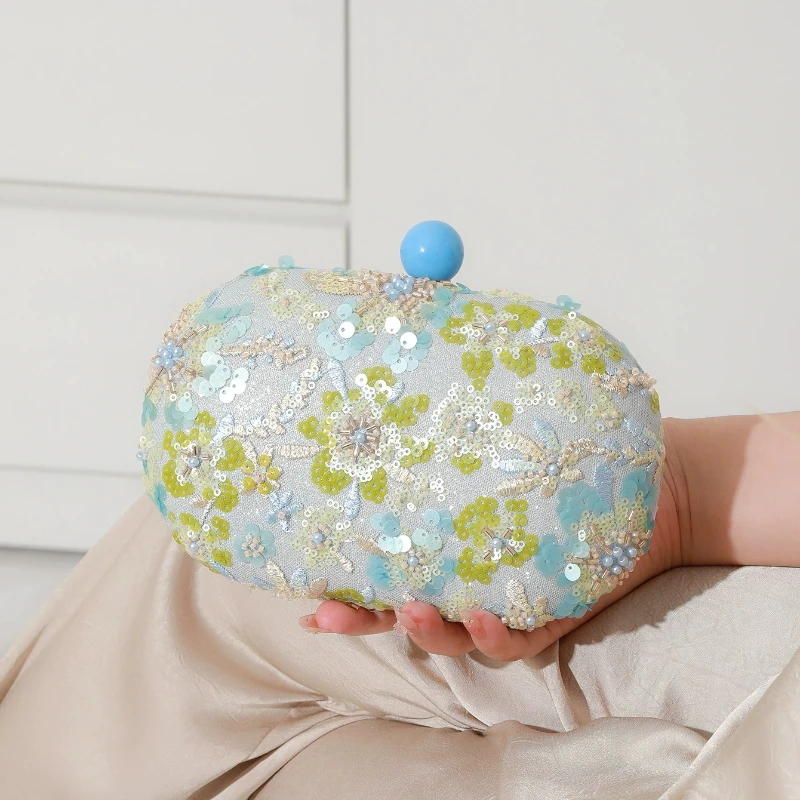 

Женская сумка-клатч с цветочной вышивкой, круглыми бусинами и пайетками в китайском стиле, из сетчатой ткани, для вечеринок