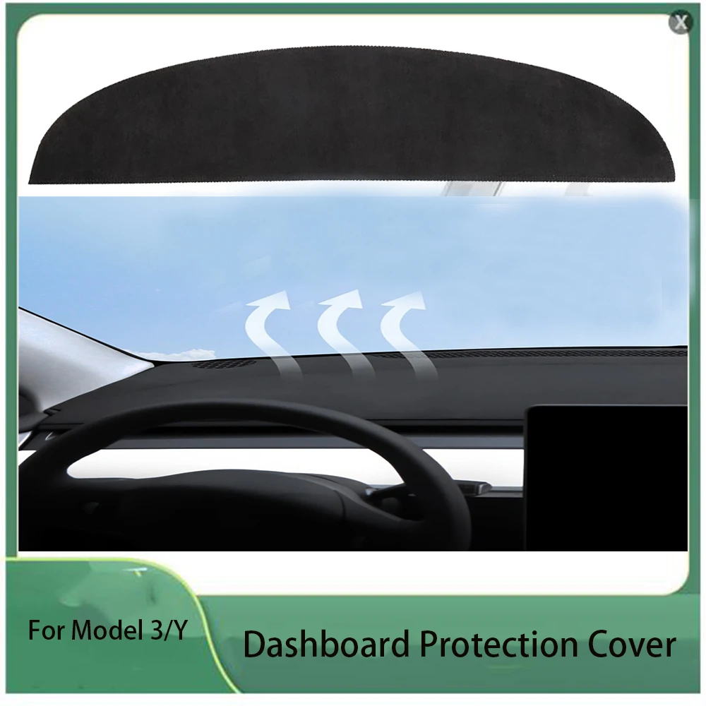 

3D Dashboard Cover Non-slip Sun Shade Dashboard Protection Mats Nubuck Leather Pads Car Interior Accessories For Model 3 Y