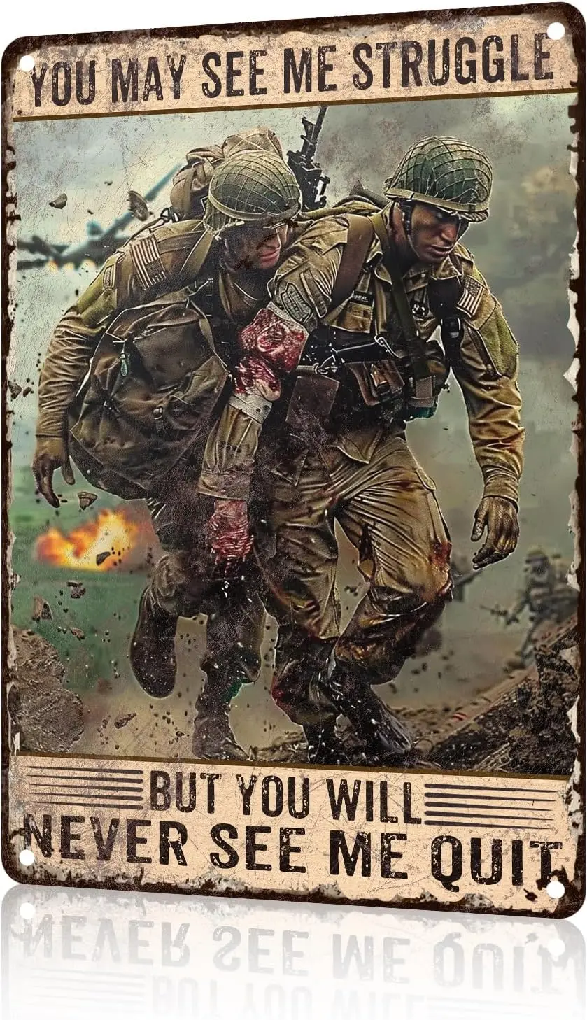 Veterans Day Metal Tin Sign U.S Army Veteran Retro Tin Sign For Backyard Garage Man Cave Shed Office Craft Room Living Room Coff