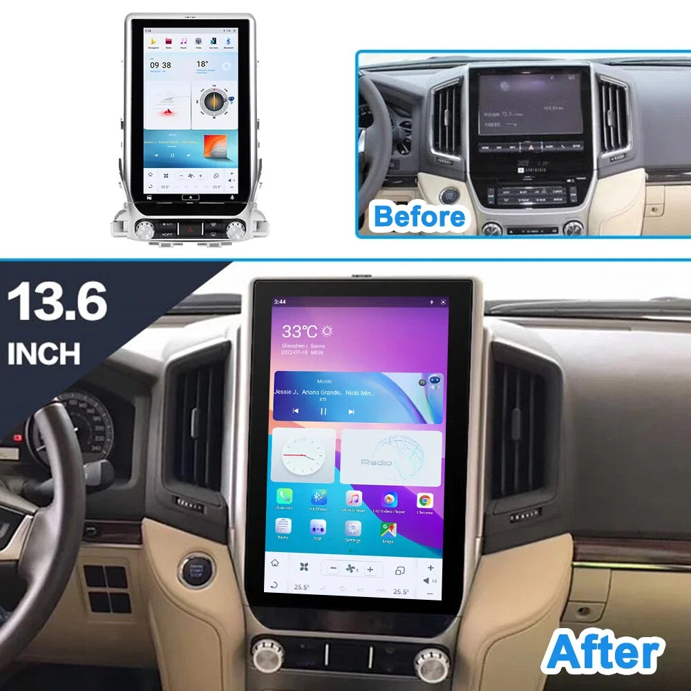 

13.6-дюймовый Android 13 для Toyota Land Cruiser 200 LC300 2016-2020, автомобильная магнитола с CarPlay, GPS-навигацией, мультимедиа, видеоплеером