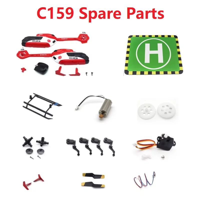 Spare Parts For RC EAR C159 EC135 RC Helicopter Body Shell Propeller Tail Blade  Rotor Head Motor Receiving Board Landing Gear