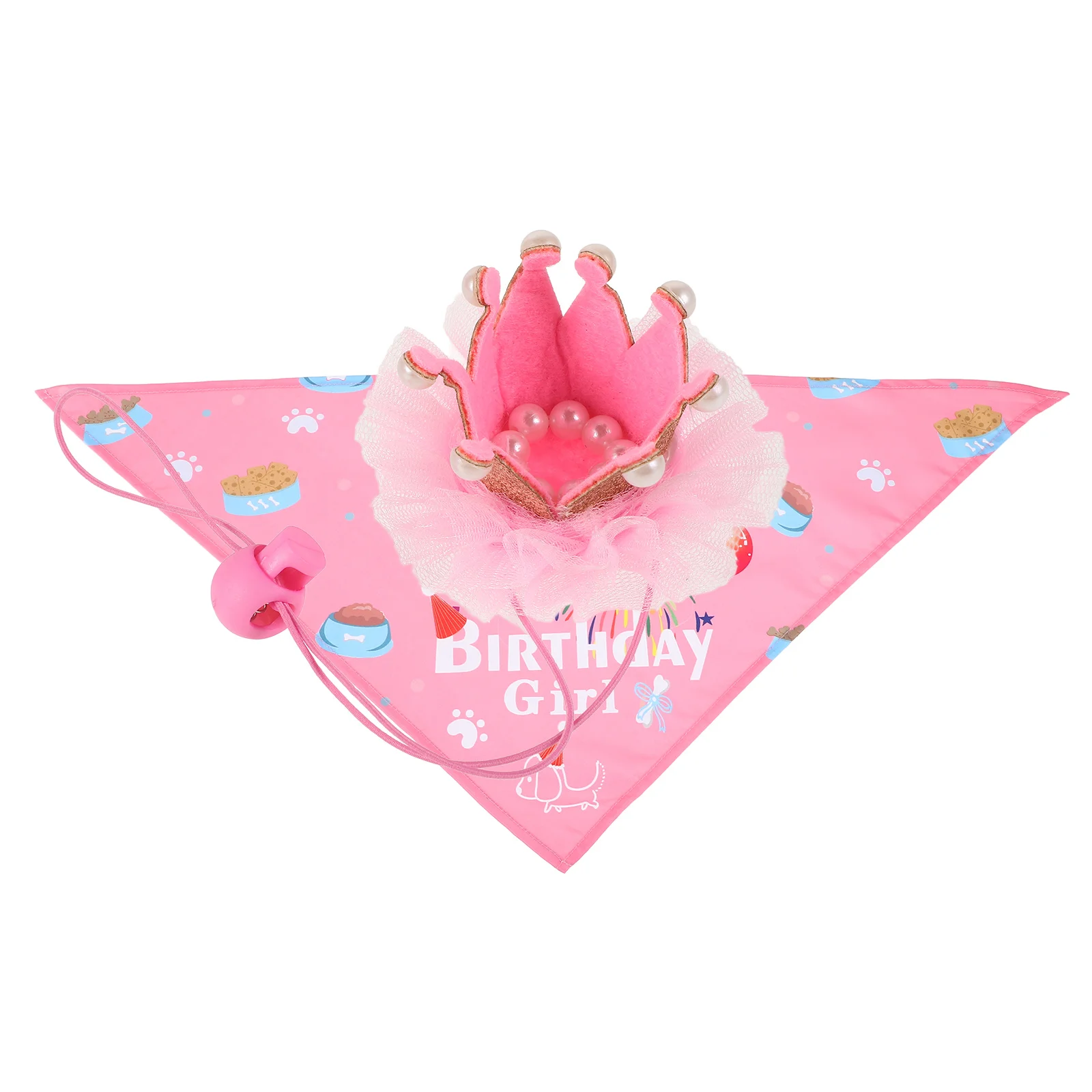 

2Pcs Dog Birthday Crown Scarf Set High Quality Cloth Comfortable Durable Breathable Beautiful Look Pets