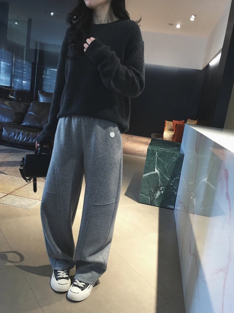 

Брюки Cuijia из смесовой шерсти и полиэстера, с изогнутым кроем, широкие, прямые, повседневные, с хлопковыми вставками на талии