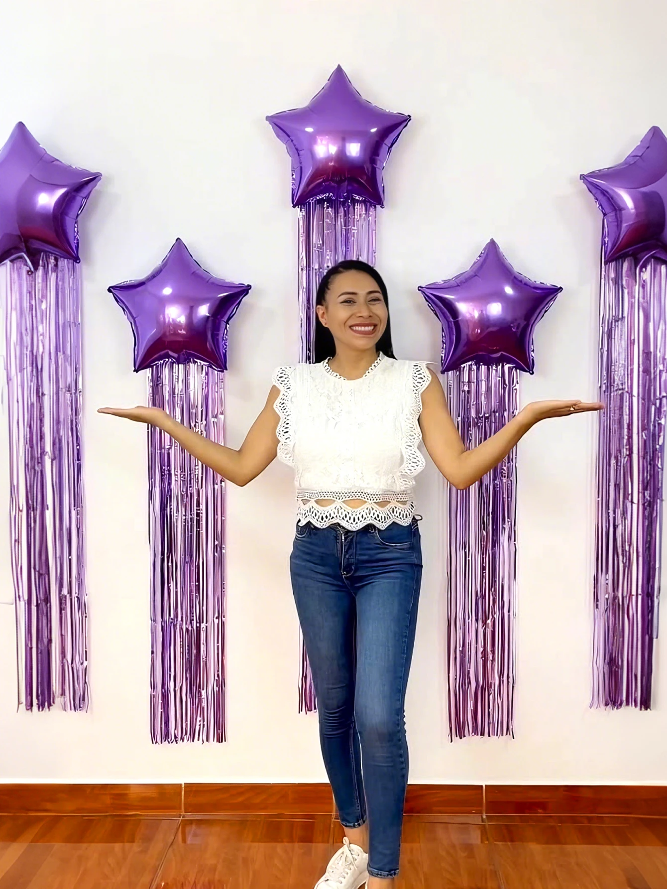 6 Stück Stern- und Quasten-Partyballons, für Geburtstagsfeiern, Disco-Tanzveranstaltungen, Hochzeiten, Verlobungen und K-Pop-Musikthemenpartys – Detail 2