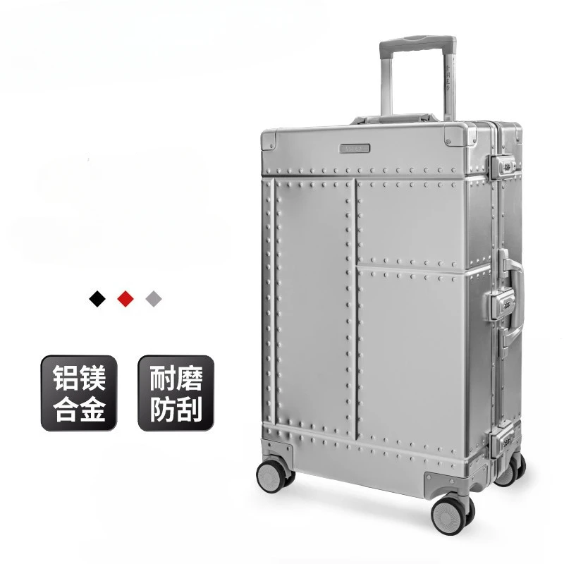 All-aluminum-magnesium alloy silent universal wheel customs lock can be boarded trendy business men's and women's suitcases