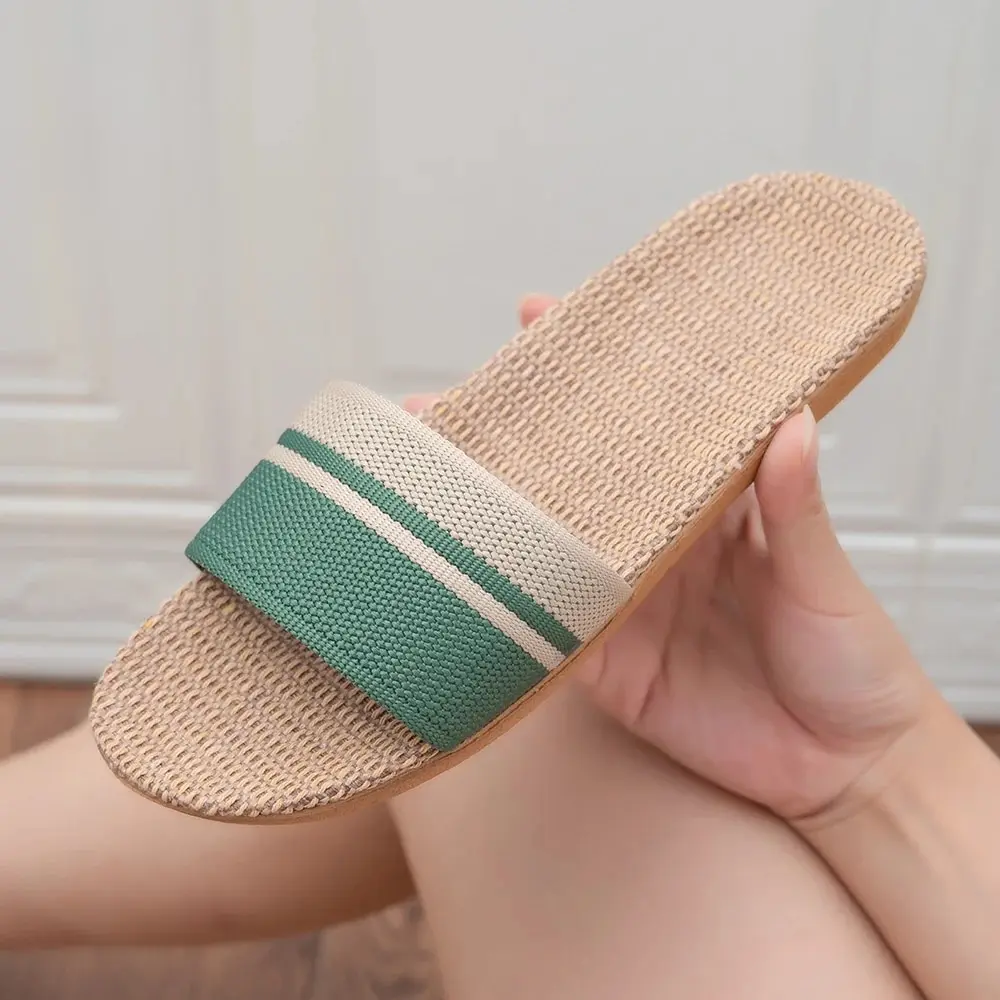 Home Women Shoes Anti-Slip Linen Soft Shoes Slippers Women